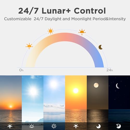 Finnex Luz LED para aquário Stingray 3, Lunar+, 24/7 Lunar+, pernas extensíveis e controláveis (30 a