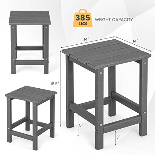 Tangkula Square Outdoor Side Table, Weather Resistant Hdpe Adirondack Table, Outdoor Chairside End Tables For Lawn Garden Balcony, Easy Assembly, Patio Side Table, 14 X 14 X 18.5 Inch (2, Gray) #TOP2