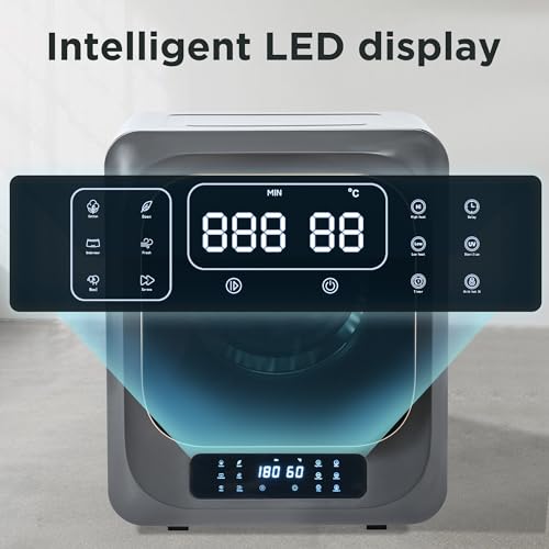 Miniatura 3 de Eclivon Secadora De Evacuación 4 Kg Con Pantalla Led, 6 Programas, Carga Frontal Secadora De Ropa 850 W, Montable En La Pared Secadora De Ropa Con Tambor Inox, Para Piso, Casa, 57,5x48x40 Cm Negro