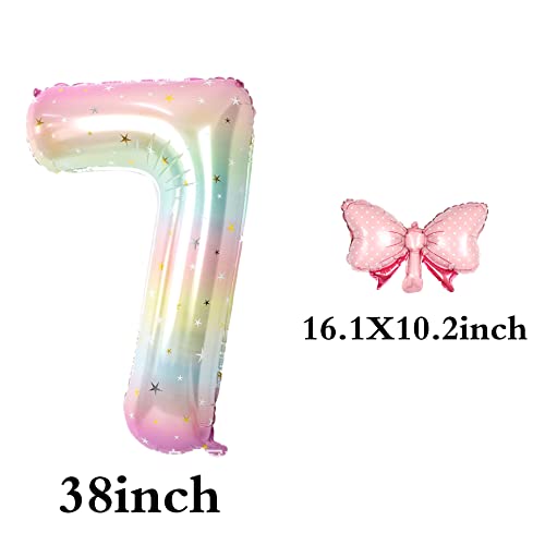 Image of Happy birthday Big Number Balloons Foil Birthday Balloon Number Balloons Happy Birthday Party Decorations Kids and Wedding Party Supplies (Pink 7)