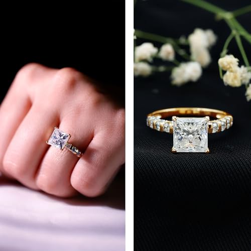 Certified Moissanite 8mm Princess Cut Engagement Ring, D Color Vs1 Clarity, 3 Carat Moissanite Ring - Ready To Gift2