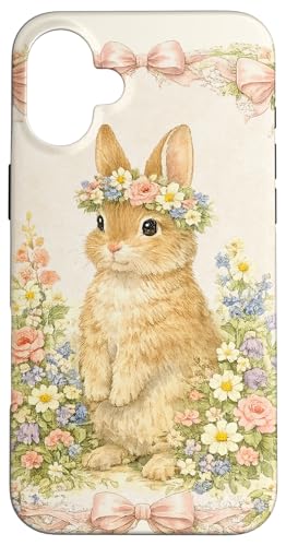 Cottagecore �o�j�[ ���C���h�t�����[ �t �C�[�X�^�[ �E�T�M �t���[���� �X�}�z�P�[�X iPhone 16 Plus �p