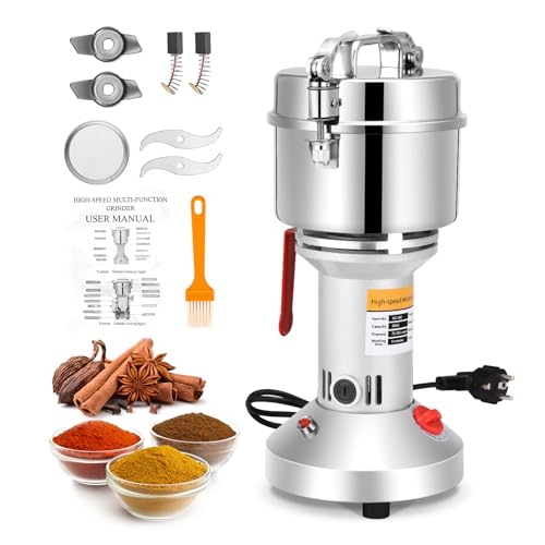 MINENICE Elektrische graanmolen, 500 g, 220 V, ultrafijne molen 36.000 tpm, met drie messen voor kruiden, specerijen, noten, granen en kruidenpoeder