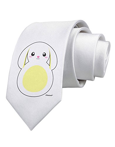 TOOLOUD Cute Bunny with Floppy Ears - Yellow Printed White Neck Tie