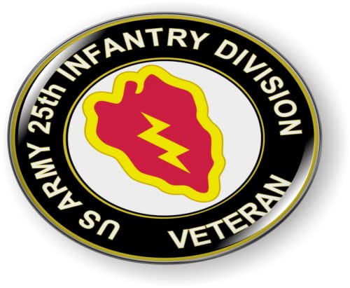 Image of 25th Infantry Division US Army Veteran CAR Emblem Badge Sticker Flexible | Official U.S. Army Licensed Product, 3D Domed, Tropic Lightning made by BestLicensePlateFrames