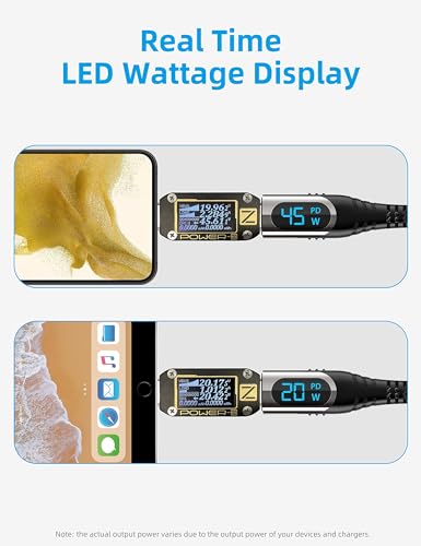 Image of Short USB C to USB C Charger Cable, 100W PD Fast Charging Cable with LED Display, Compatible with iPhone 15 Pro Max, Galaxy S24 S23 Ultra, Pixel 7, Huawei Mate 60 Pro, MacBook Pro(30CM)