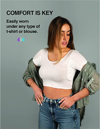 Women’s Undershirts - Sweatproof Shirts Women with Underarm Sweat Pads - White…3
