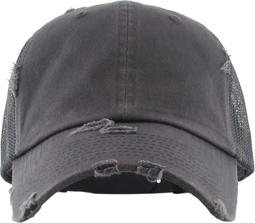 Image of KBETHOS Vintage Washed Distressed Cotton Dad Hat Baseball Cap Adjustable Polo Trucker Unisex Style Headwear Adjustable