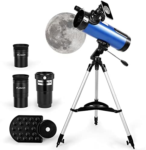 Tuword Telescope for Beginners, 114mm Aperture 500mm AZ Mount Astronomical Reflector Telescope Adjustable (29.9-46.6in) with Phone Adapter
