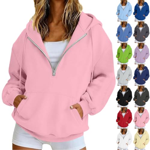 HswsEJ 1/4 Zip Pullover Women Comfort Oversized Fleece Hoodie - image 1