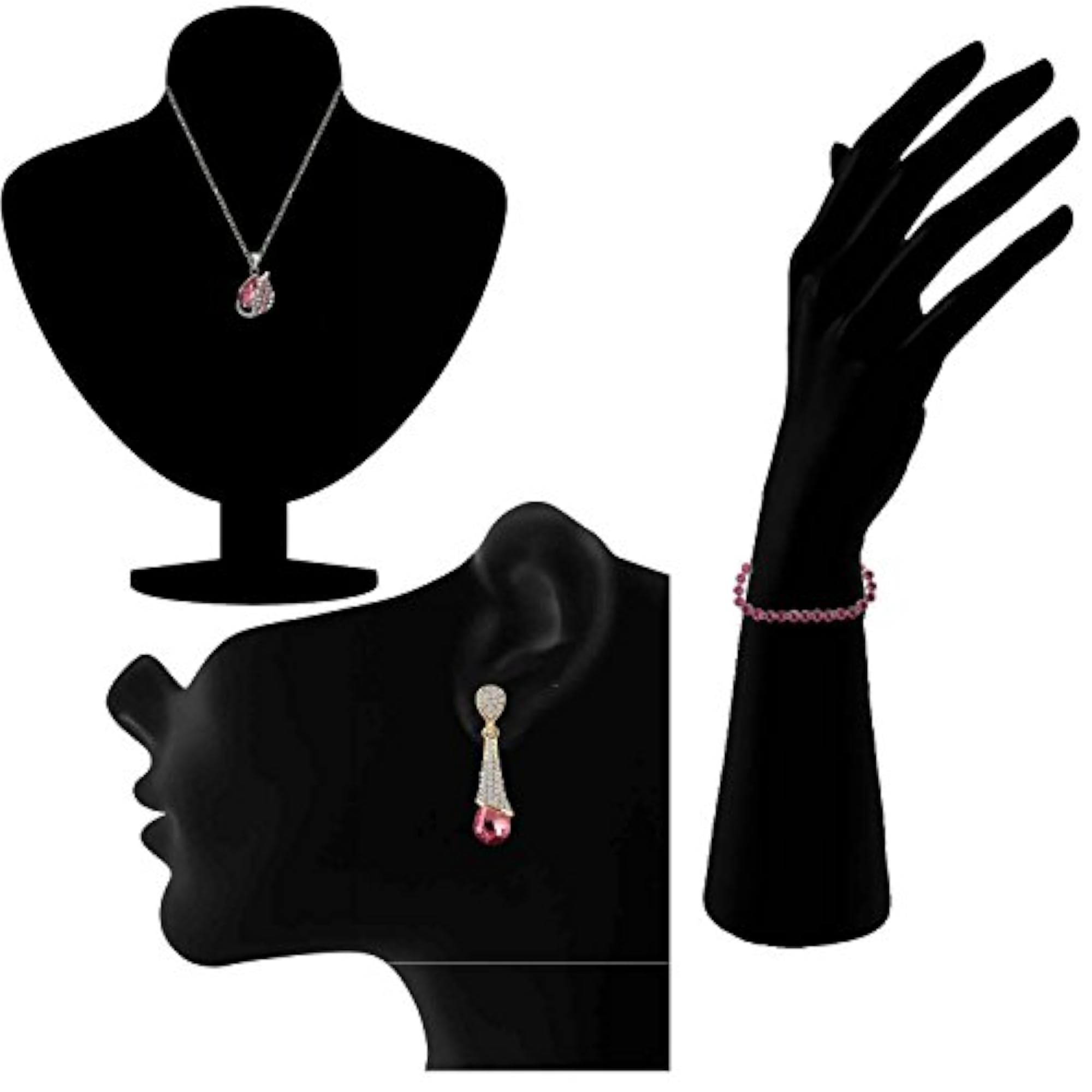 Crystal Stone Pendant, Earrings, Bracelet Set