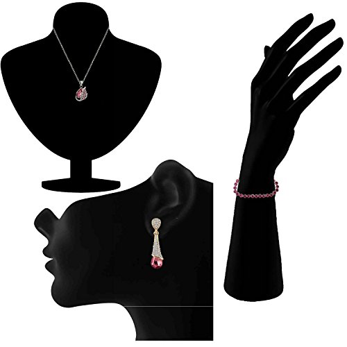 Crystal Stone Pendant, Earrings, Bracelet Set