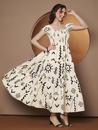 Image of ZWERLON | Dress for Women | Elegant Off-Shoulder Tiered Maxi | Short Sleeve Ruffle Detail | Casual Chic Look