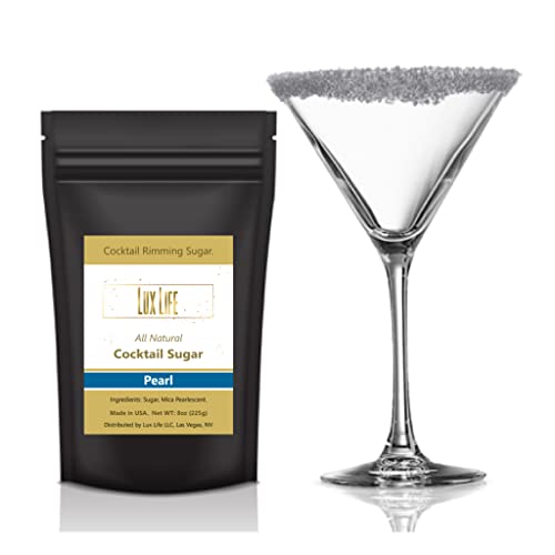 Cocktail Rim Sugar – All-Natural Fruit & Veg Coloring | Gluten-Free, Vegan, Non-GMO | Premium Drink & Cocktail Garnish (Clear/Pearl 8oz)