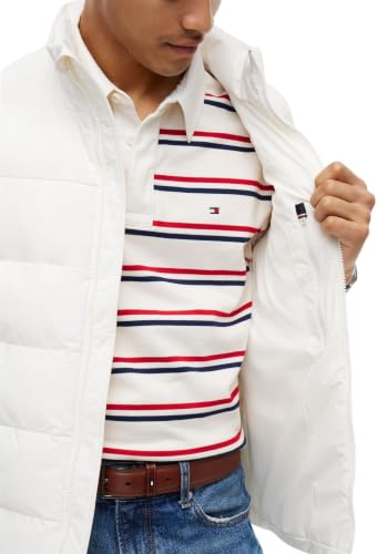Tommy Hilfiger Herren Markenweste MW0MW45275 Weste Elfenbein Seide S – Ansicht 6