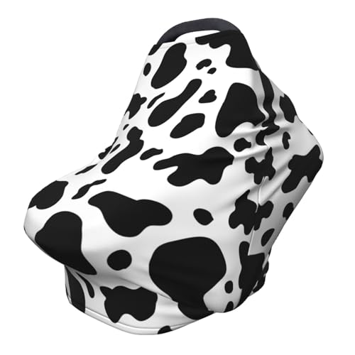 Image of Cow Print Baby Stuff Car Seat Covers Baby Multi-Use Car Seat Canopy Carrier Cover, Breathable Breastfeeding Cover Boys & Girls