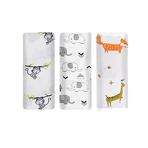 Image of baby blankets for 1 year 100% Organic Pure Cotton Muslin Baby Swaddle Blanket, Wrap Cloth Cotton Swaddle for Newborn Baby Cotton Swaddle Blanket-Pack of 3 with Size 120X100 CM - Random Color