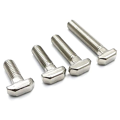 50Pcs M6 x 12mm T Slot Bolt Hammer Head Bolt Carbon Steel Nickel Plated T-Shaped Screws for 3030 Series European Standard T-Slot Aluminum Profile