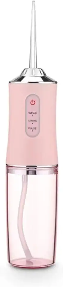Irrigador Bucal Oral Portátil Limpeza Profunda Jato de Água 3 Modos Diferentes para Dentes e Gengivas Aparelho Ortodôntico Enxaguador 220 Ml (ROSA)