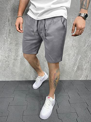 Woenzaia Mens Shorts Casual Golf Shorts Stretch Summer Cotton Linen Dress Shorts Relaxed Fit With Drawstring Pockets(Grey,Xl) #TOP2