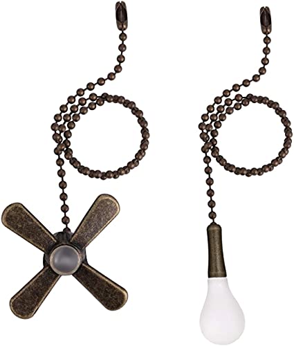 EIKOSON Ceiling Fan Pull Chain Set - 2 Pieces of 3mm Diameter Beaded Ball Fan Pull Chain Extension with Connector
