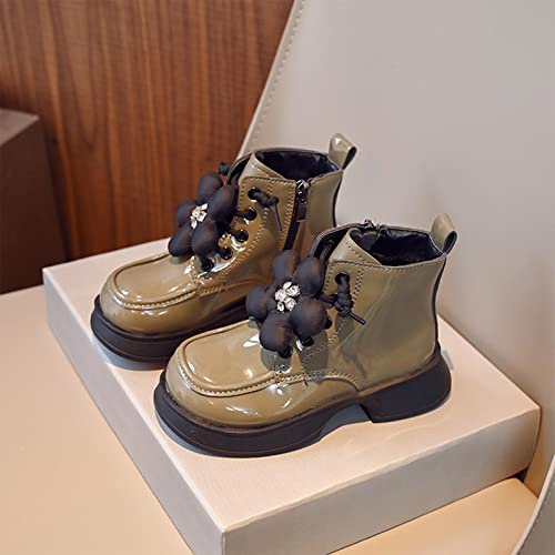 Kids Girls Low Heel Fashion Snow Boots Winter Comfortable Warm Outdoor Side Zipper Booties (Toddler/Kid/Big Kid) (Khaki, 10-10.5 Years Big Kids)4