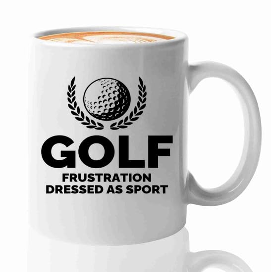 Luxe Gifting Golf Lover Coffee Mug 11oz White -Golf frustration dressed - Golfer Sports Holes Cart...