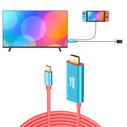 JINGDU - JINGDU USB C to HDMI Cable Compatible with Nintendo Switch 2017/OLED, USB-C HDMI Cable Replaces The Original Switch Dock for TV Screen Mirroring, 4K30Hz, Blue