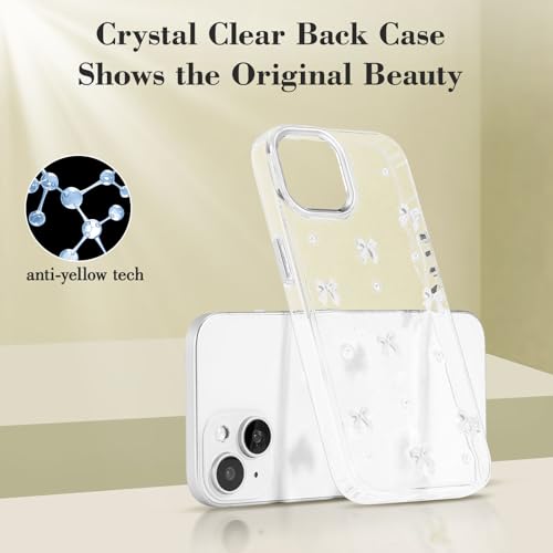 EYZUTAK Case for iPhone 15, Bling Glitter 3D Bowknot Phone Case Cute Sparkly Crystal Clear Bow Aesthetic Design Case Slim Soft Durable TPU Transparent Protective Cover for Women Girl - White Bow by EYZUTAK - Used condition - Image 5