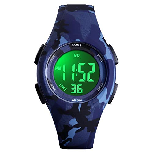 Montre de Sport pour Enfants pour garçon 50M étanche LED rétro-éclairage électronique Alarme chronomètre Montres numériques extérieures Cover