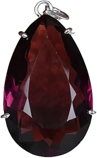 GEMHUB Pear Cut 925 Silver Hydrothermal Wine Amethyst 65 Carat Pendant for Office