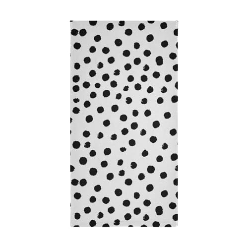 Covasa 2 Pack Black White Polka Dots Hand Towels For Bathroom,Soft Absorbent Boho Black Spots Doodle Kitchen Dish Towels,Modern Decorative Guest Bathroom Towels thumb #5