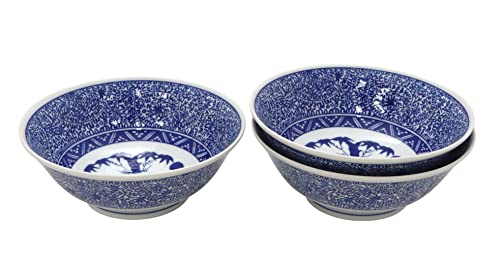 キャッスルエンタープライズ こだわり麺職人の器 反り丸高台 ラーメンどんぶり 美濃古紋 (口径 19.5cm 高さ7.2p 重さ500g 容量1000 t)お得な3個セット【Amazon.co.jp限定】【業務用 セット】美濃焼 国産 中華 丼