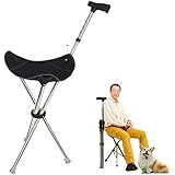 [Joejoier]折りたたみ椅子 ステッキチェア 軽量 持ち運び 耐荷重150kg 高さ調整可能 3本脚設計 コンパクト 伸縮 快適 安定性 椅子つき杖 高齢者 障がい者対応 福祉用具 スポーツ観戦 旅行 登山 介護用品 アウトド
