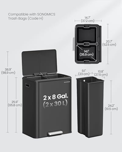Caneca doble para basura 2 x 8 galones acero inoxidable miniatura 6