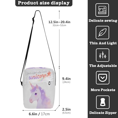 Just A Girl Who Loves unicorns mens messenger bag crossbody mens crossbody bag Women's Cross Body Purse Adjustable Strap for Outdoor Daily Travel3