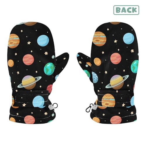 OTVEE Solar System Planets Space Pattern Kids Winter Mittens 1 Pair Warm Gloves for Boys and Girls2