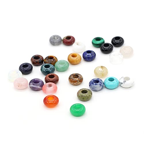 30Pcs Natural Semi-Precious Stone Large Hole Loose Beads Abacus Shape Fashionable Opal Amethyst Unakite Rose Quartz Charm Beads For Making Necklace Bracelet #TOP5