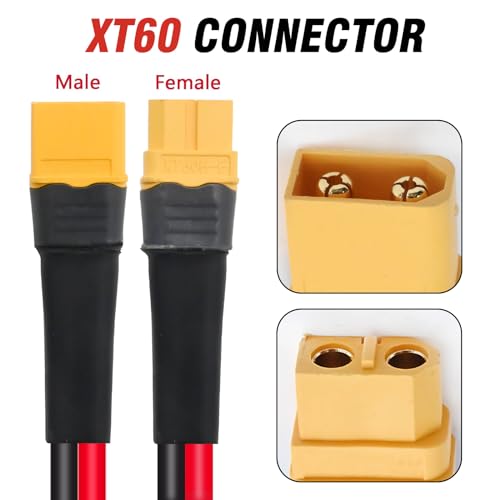 laffoonparts Cabo de extensão conector fêmea para macho de 10FT 12AWG para carros RC, drones, estaçõ