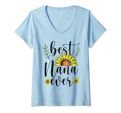 Femme Inscription « Best Nana Ever » amusante pour grand-mère T-Shirt avec Col en V