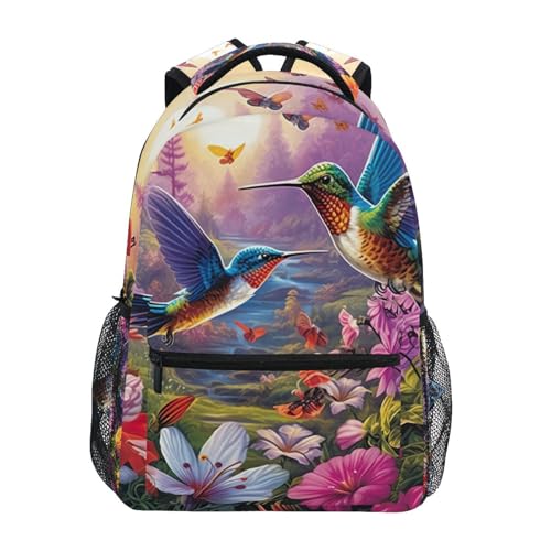 Hummingbird Bird Spring Flower Backpack for Boys Girls Elementary School Bookbag Back Pack 202b1413
