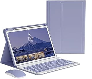 iPad Air 5th 4th Generation Keyboard Case Mouse, iPad Pro 11 inch 4th 3rd 2nd Generation Case Support Pencil Charging Magnetically Detachable Bluetooth Color Keyboard (Purple)