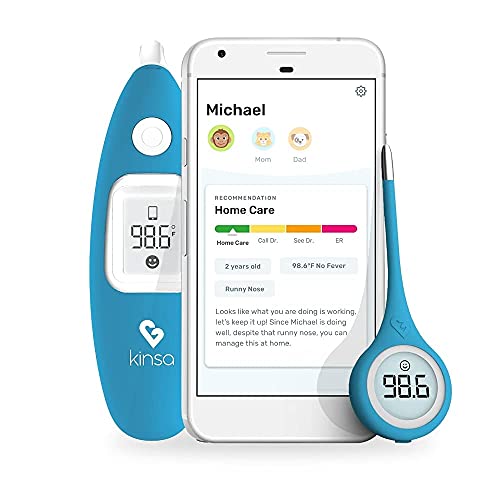 Image of Kinsa Classics Bundle - Smart Ear & QuickCare Digital Smart Thermometers - Take Oral, Rectal, Armpit or Ear Fever Readings