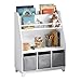 SoBuy Libreria per bambini con vani portaoggetti e 3 scatole Scaffale per giocattoli Scaffale per bambini Organizzatore di giocattoli Bianco 63x28x80 cm, KMB34-W