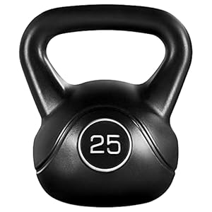 Yaheetech 25lbs Kettlebell Weight w/HDPE Coated & Wide Flat Base, Kettle Bell Weights w/Ergonomic Handle for Home Gym Fitness Workout Bodybuilding Weight Lifting, Black