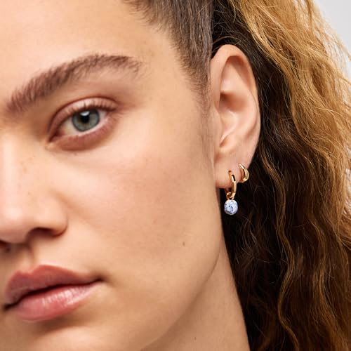 Image of Ana Luisa Frida Pearl Jewelry Huggie Hoops - Medium & Small 14K Gold Plated & Silver Rhodium Plated Drop Hoop Earrings with Freshwater Pearls - 2-in-1 Hypoallergenic Water-Resistant, Tarnish-Free Hoop