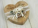 ringkissen hochzeit personalisiert  Ringkissen Holz Herz boho Trockenblumen