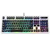Teclado Gamer LED RGB Semi Mecânico, Teclas Suaves, Anti-Ghosting, Alta Precisão, USB Plug & Play, Compatível com PC, PS4, PS5, Xbox
