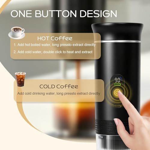Image of Portable Coffee Maker, 3-in-1 Espresso Machine for Travel 20 bar Mini Coffee Maker Compatible with Ground Coffee & Capsule for Car, RV, Hiking, Camping, Office, Travel Espresso Maker