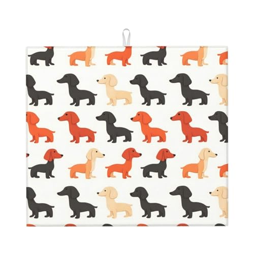 Cute Dachshund Puppy Print Tappetino Scolastoviglie Tappetini Salvaspazio Tappetino Scolapiatti Per Lavastoviglie Piani Bicchieri 46X61Cm